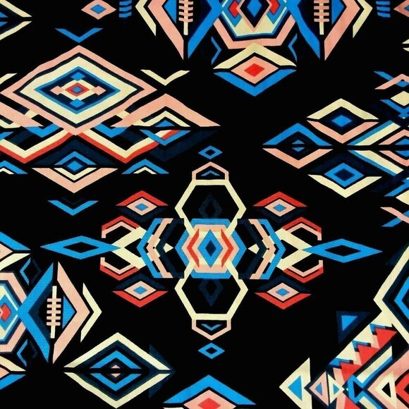 LulaRoe Women's Joy Duster Length Blue Aztec Print Vest Cardigan - Picture 3 of 9